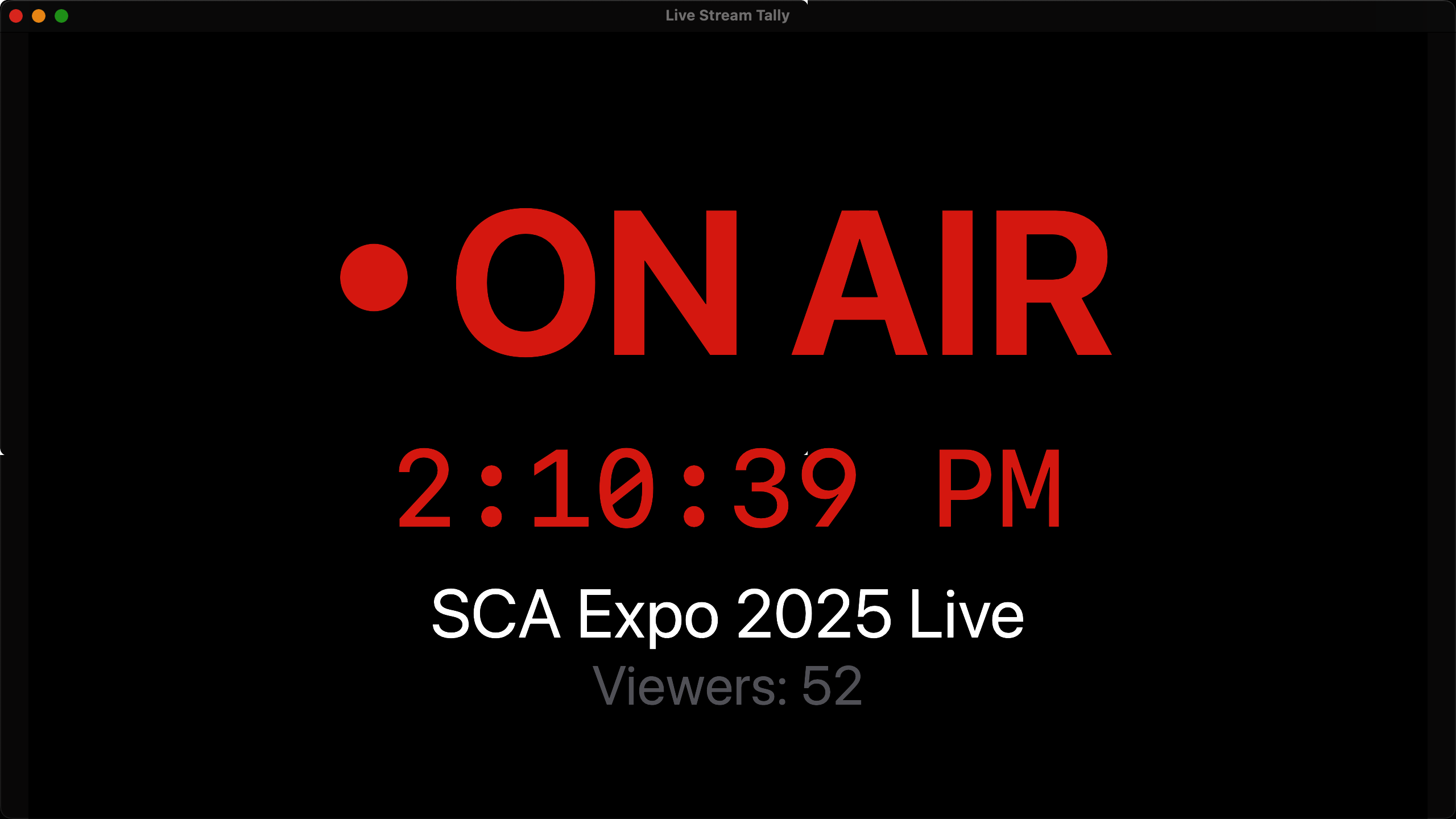 Live Stream Tally ON AIR display