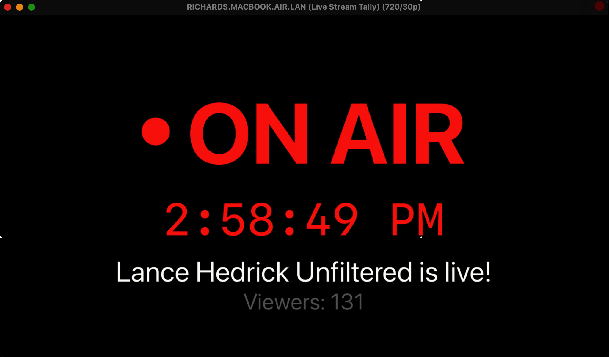 Live Stream Tally shown in NDI Video Monitor